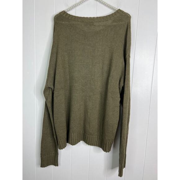 NWT Free People x One Teaspoon Classic Pocket Chunky Knit Sweater in Khaki XXL - Picture 9 of 10